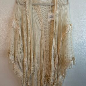 Do Everything in Love Cream Fringe Knit Wrap